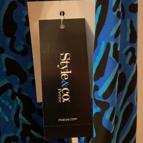 Style & Co Petite Blouse M Blue & Black - Picture 8 of 10